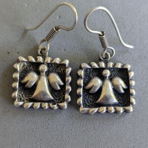 Vintage Sterling Silver Angel Earrings – Southwestern Folk Art Dangle Jewelry